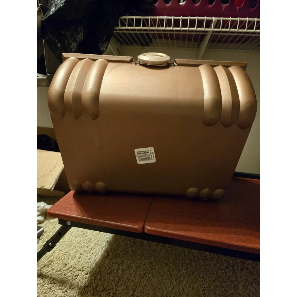Vintage Sassaby Makeup Organizer Case Bronze Metallic‎ 90s Vanity Mirror Trunk